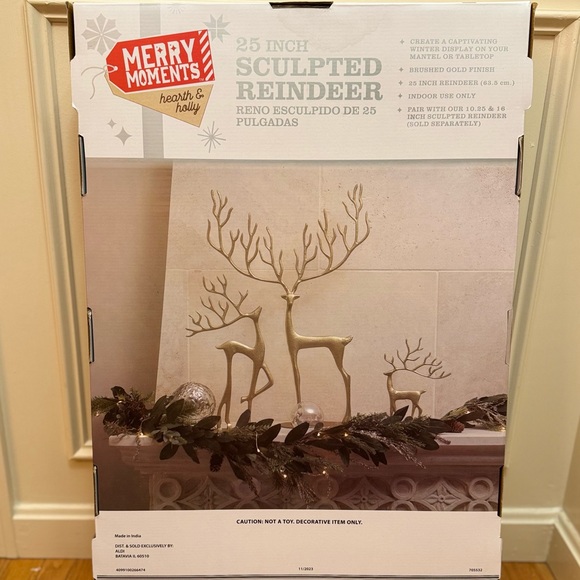 Merry Moments Brushed Gold Sculpted Reindeer, 1 Tall Reindeer - Picture 2 of 10